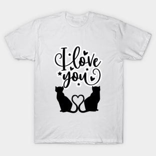 Romantic Cats Silhouettes T-Shirt